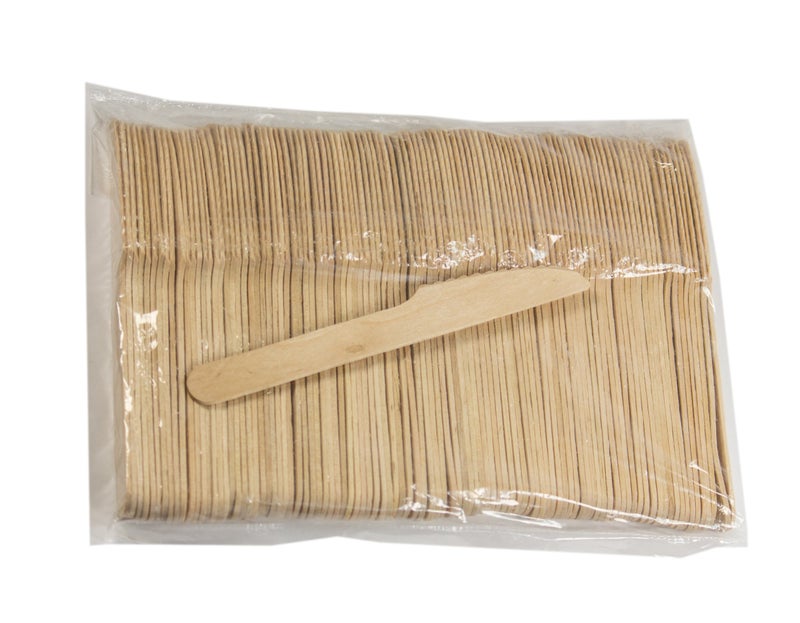 Pantryware Essentials Pantry Knive 158-100 Disposable Wooden Cutlery Knives, 0.5" Height, 1" Width, 6" Length (Pack of 100), Beige - Image 1